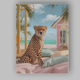 Elegant Cheetah On Pastel Beach Resort Bedding Canvas Wall Art Print Decor Picture Ready to Hang
