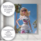 Fashion Barbie In White Floral Lace Summer Dress Canvas Wall Art Print Decor Picture Ready to Hang