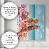 Stylish Barbie Friends Beach Picnic With Pomeranian Puppy Canvas Wall Art Print Decor Picture Ready to Hang