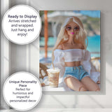 Chic Barbie Beach Cafe Summer Fashion Portrait Canvas Wall Art Print Decor Picture Ready to Hang