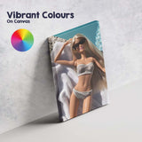 Luxury Barbie Relaxing By Pool In White Bikini Canvas Wall Art Print Decor Picture Ready to Hang