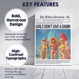 Girls Dont Give A Damn Humorous Newspaper Cover Canvas Wall Art Print Decor Picture Ready to Hang