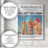 Girls Dont Give A Damn Humorous Newspaper Cover Canvas Wall Art Print Decor Picture Ready to Hang