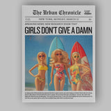 Girls Dont Give A Damn Humorous Newspaper Cover Canvas Wall Art Print Decor Picture Ready to Hang