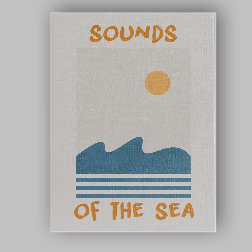 Minimalist Sounds Of The Sea Coastal Typography Canvas Wall Art Print Decor Picture Ready to Hang
