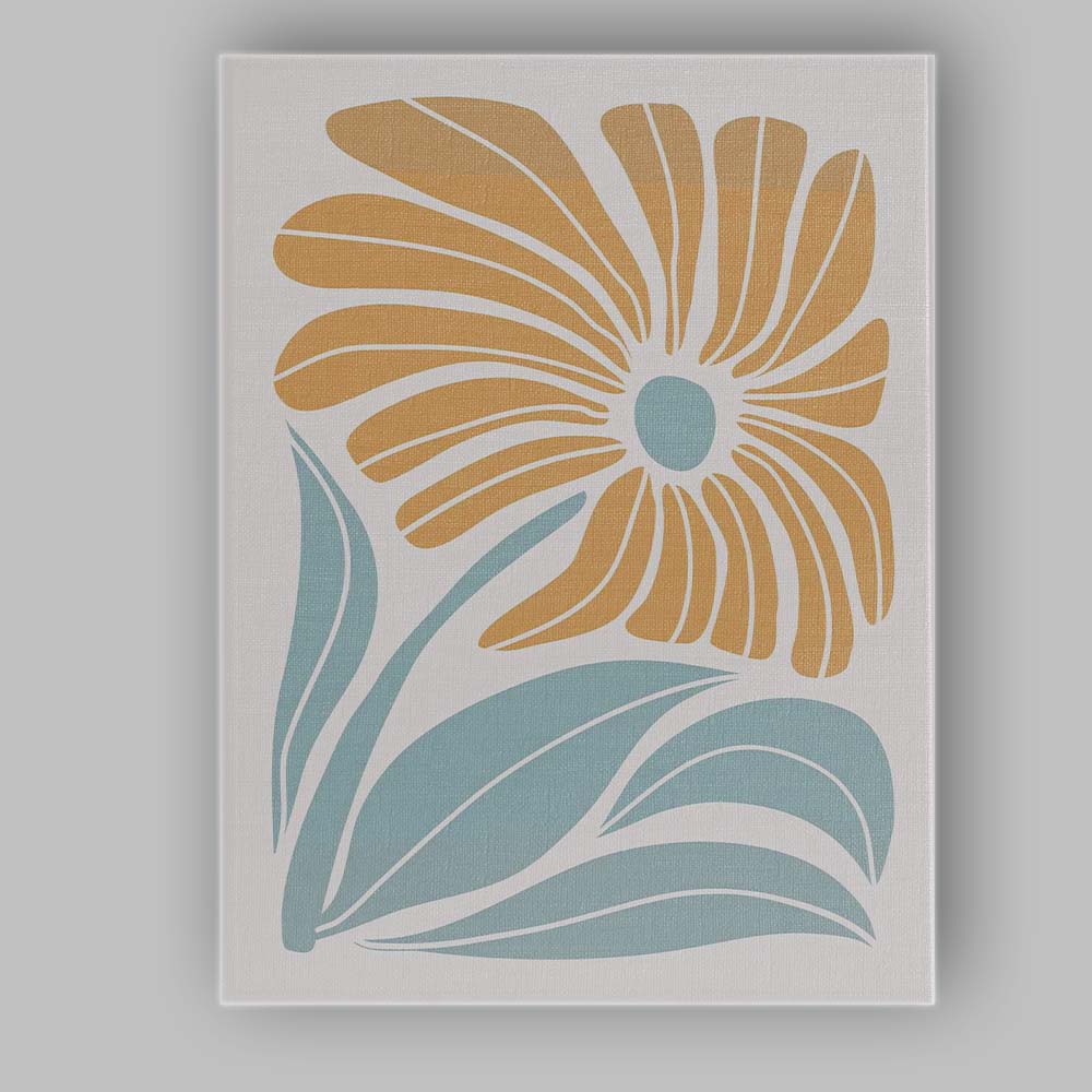 Scandinavian Mustard Floral Botanical Abstract Illustration Canvas Wall Art Print Decor Picture Ready to Hang