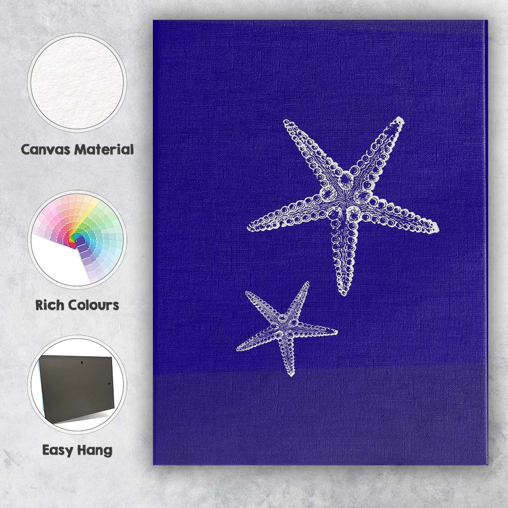 White Nautical Starfish Coastal Marine Illustration Canvas Wall Art Print Decor Picture Ready to Hang