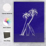 White Tropical Palm Trees With Surfboards Coastal Illustration Canvas Wall Art Print Decor Picture Ready to Hang