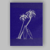 White Tropical Palm Trees With Surfboards Coastal Illustration Canvas Wall Art Print Decor Picture Ready to Hang
