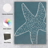 Dark Teal Coastal Starfish Minimalist Illustration Canvas Wall Art Print Decor Picture Ready to Hang