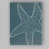 Dark Teal Coastal Starfish Minimalist Illustration Canvas Wall Art Print Decor Picture Ready to Hang