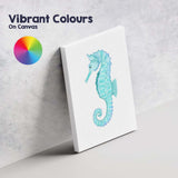 Turquoise Watercolour Seahorse Coastal Marine Life Canvas Wall Art Print Decor Picture Ready to Hang