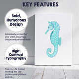 Turquoise Watercolour Seahorse Coastal Marine Life Canvas Wall Art Print Decor Picture Ready to Hang