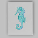 Turquoise Watercolour Seahorse Coastal Marine Life Canvas Wall Art Print Decor Picture Ready to Hang