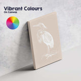 Minimalist White Coastal Heron Bird Illustration Canvas Wall Art Print Decor Picture Ready to Hang