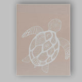Beige Coastal Sea Turtle Tribal Pattern Illustration Canvas Wall Art Print Decor Picture Ready to Hang