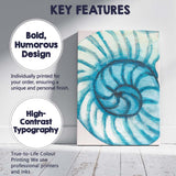 Blue Watercolour Nautilus Seashell Spiral Coastal Canvas Wall Art Print Decor Picture Ready to Hang