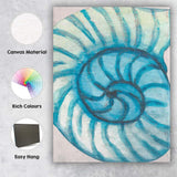 Blue Watercolour Nautilus Seashell Spiral Coastal Canvas Wall Art Print Decor Picture Ready to Hang