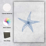 Minimalist Blue Starfish Watercolour Illustration Canvas Wall Art Print Decor Picture Ready to Hang