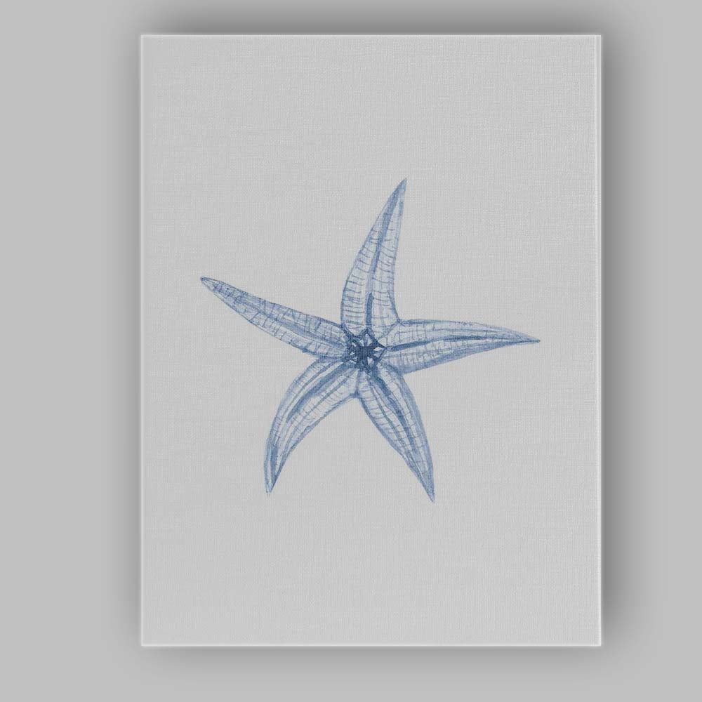 Minimalist Blue Starfish Watercolour Illustration Canvas Wall Art Print Decor Picture Ready to Hang