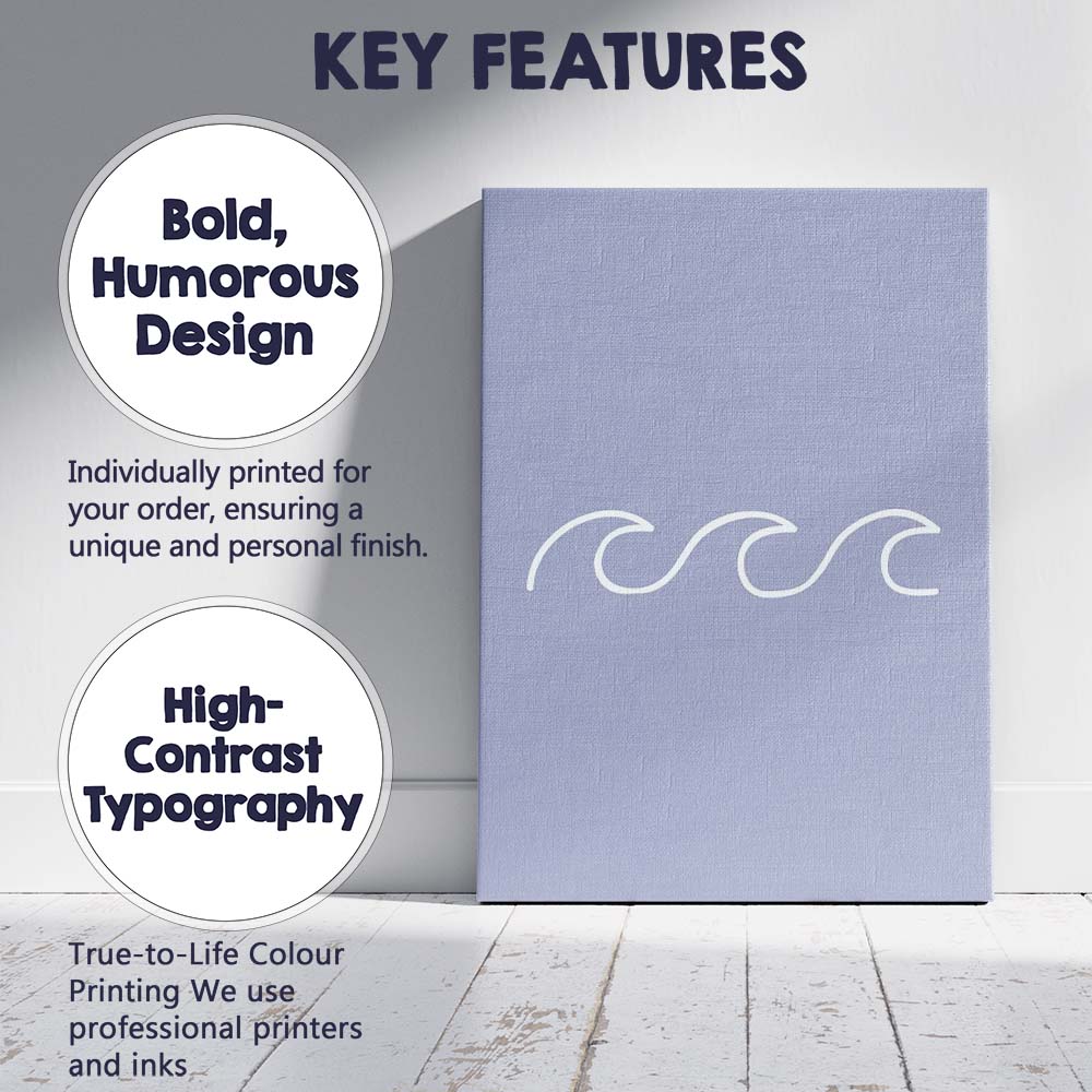 Minimalist White Ocean Wave Line Drawing Canvas Wall Art Print Decor Picture Ready to Hang