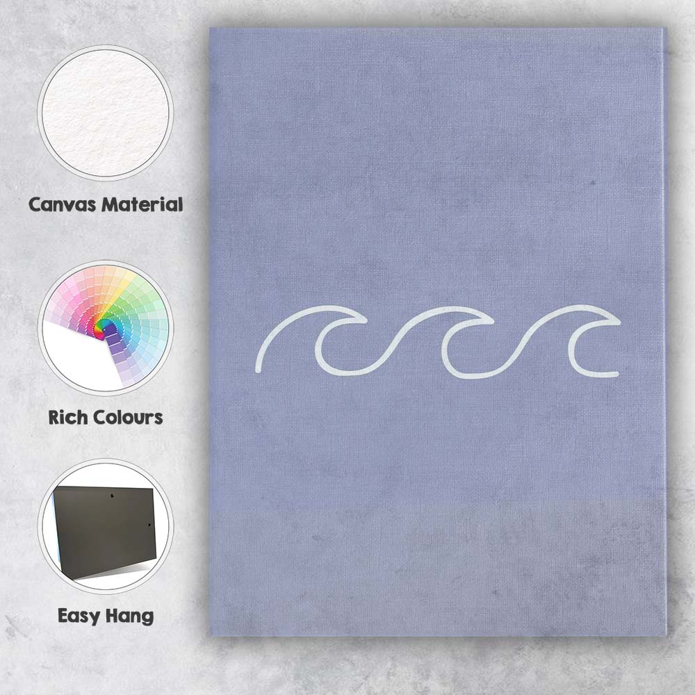 Minimalist White Ocean Wave Line Drawing Canvas Wall Art Print Decor Picture Ready to Hang