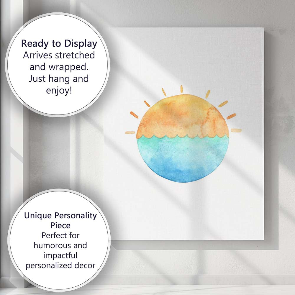 Watercolour Ocean Sunset Coastal Landscape Canvas Wall Art Print Decor Picture Ready to Hang