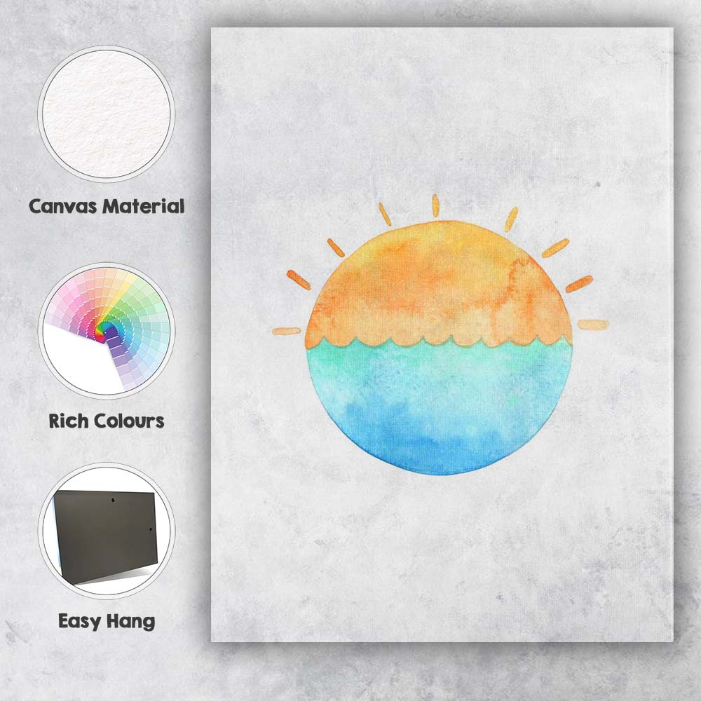Watercolour Ocean Sunset Coastal Landscape Canvas Wall Art Print Decor Picture Ready to Hang