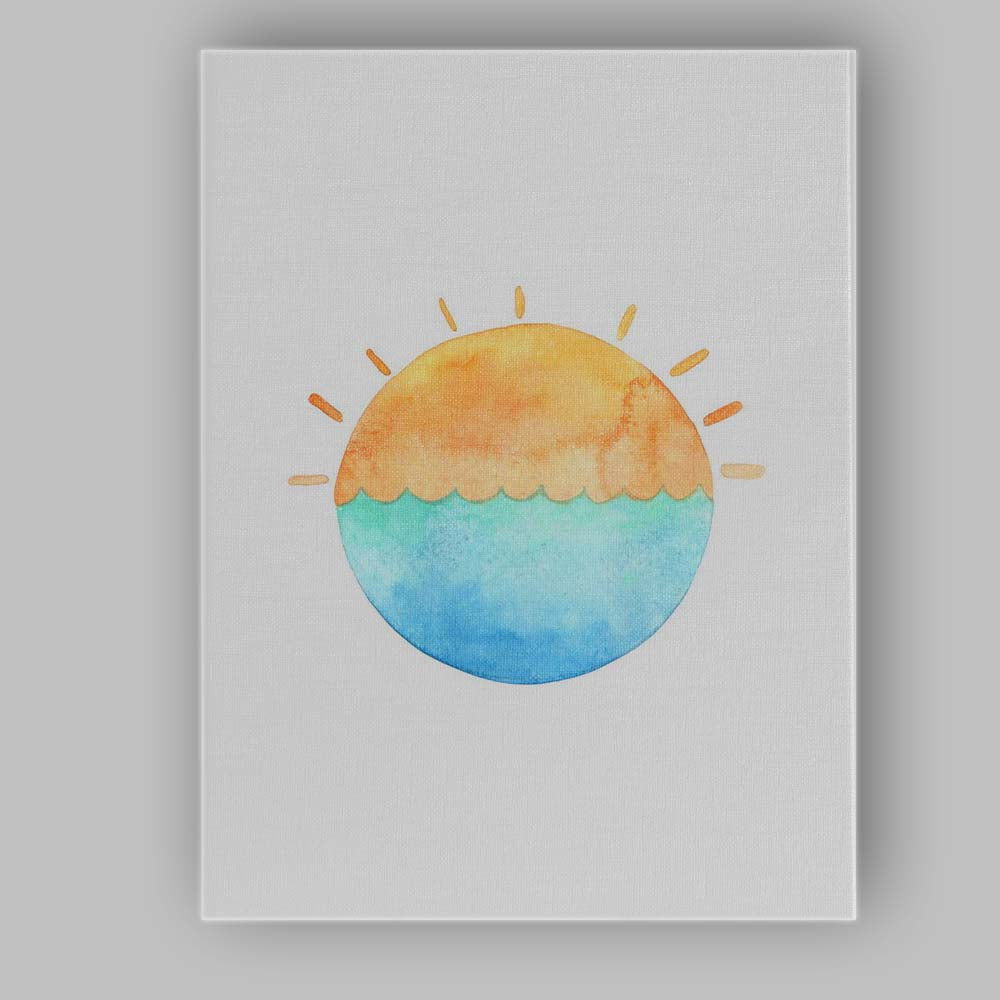 Watercolour Ocean Sunset Coastal Landscape Canvas Wall Art Print Decor Picture Ready to Hang