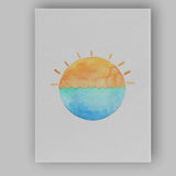 Watercolour Ocean Sunset Coastal Landscape Canvas Wall Art Print Decor Picture Ready to Hang