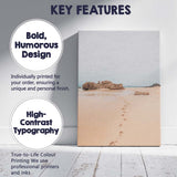 Minimalist Sandy Beach Footprints Coastal Landscape Photography Canvas Wall Art Print Decor Picture Ready to Hang