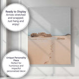 Minimalist Sandy Beach Footprints Coastal Landscape Photography Canvas Wall Art Print Decor Picture Ready to Hang