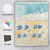 Watercolour Beach Umbrellas Aerial Coastal Holiday Scene Canvas Wall Art Print Decor Picture Ready to Hang