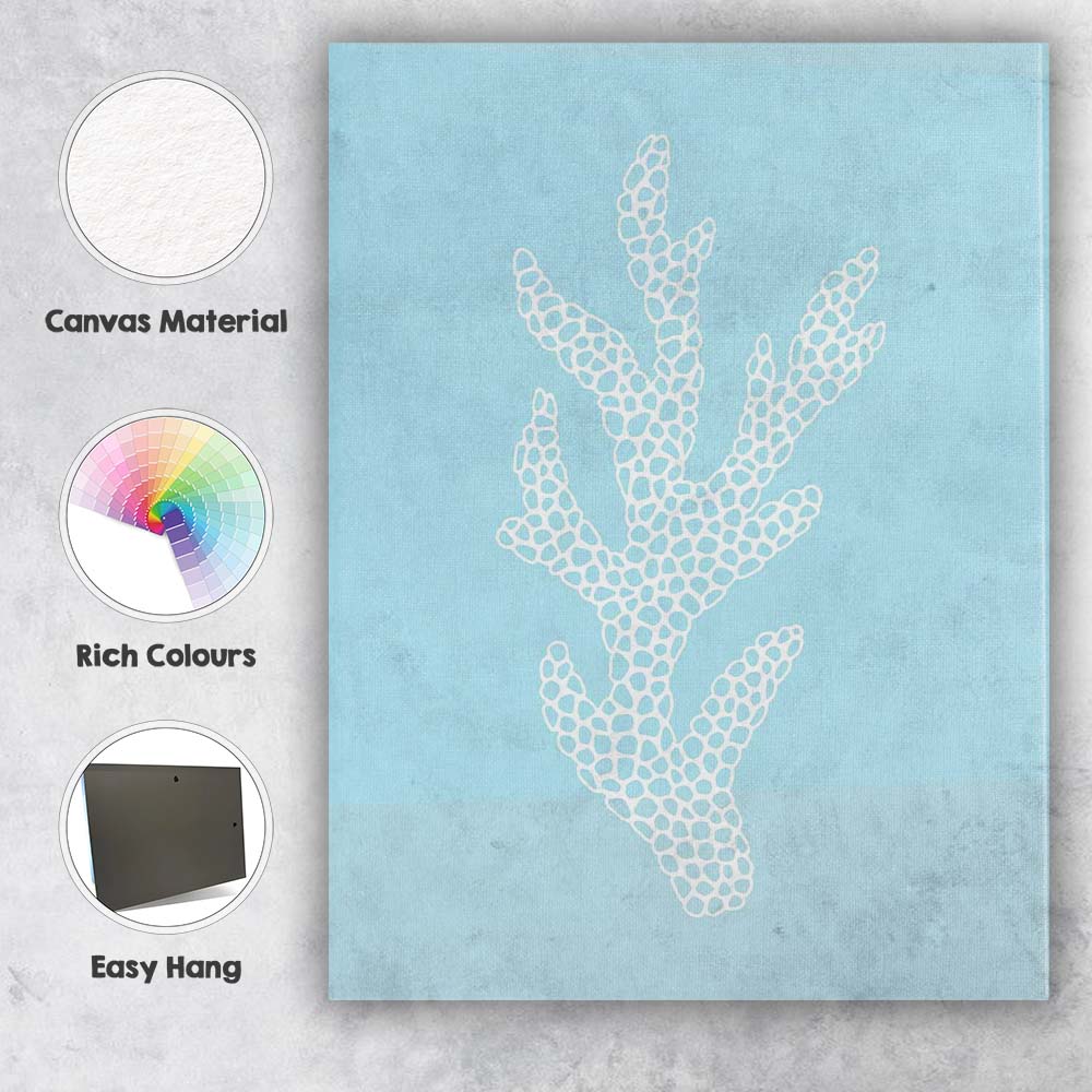Minimalist White Coral Branch Coastal Illustration Canvas Wall Art Print Decor Picture Ready to Hang