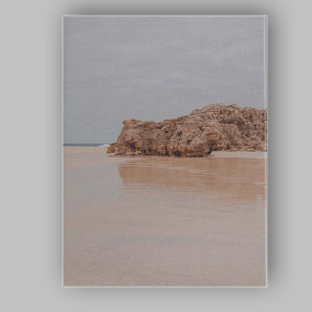 Minimalist Rocky Shore Reflection Coastal Beach Photography Canvas Wall Art Print Decor Picture Ready to Hang