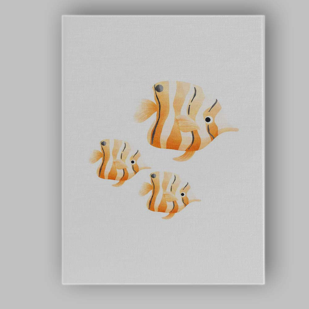 Watercolour Tropical Butterflyfish Family Coastal Illustration Canvas Wall Art Print Decor Picture Ready to Hang