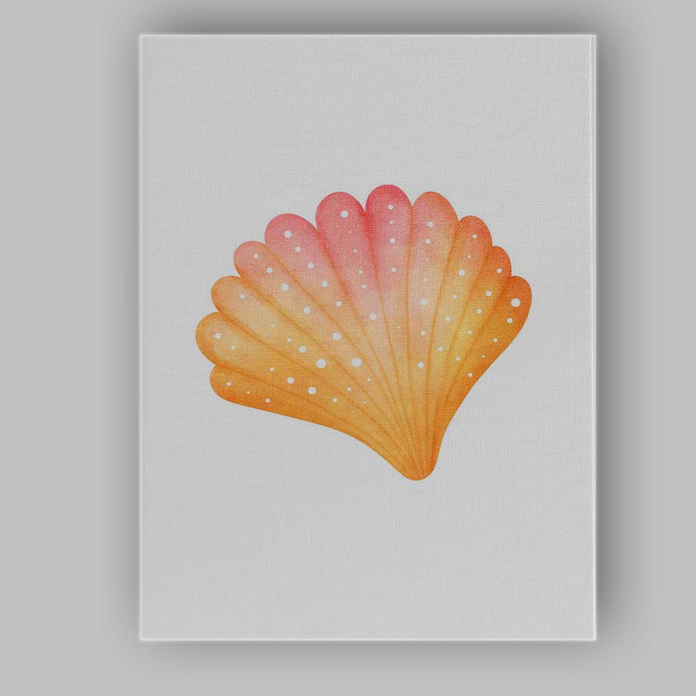 Coral Pink Watercolour Scallop Seashell Illustration Canvas Wall Art Print Decor Picture Ready to Hang