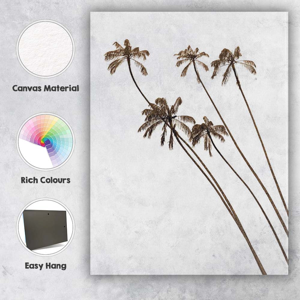 Minimalist Tropical Palm Tree Silhouette Photography Canvas Wall Art Print Decor Picture Ready to Hang