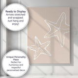 Minimalist White Starfish Coastal Line Art Canvas Wall Art Print Decor Picture Ready to Hang