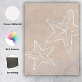 Minimalist White Starfish Coastal Line Art Canvas Wall Art Print Decor Picture Ready to Hang