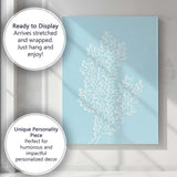 Light Blue Coastal Sea Fan Coral Illustration Canvas Wall Art Print Decor Picture Ready to Hang