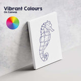 Minimalist Navy Blue Seahorse Coastal Line Art Canvas Wall Art Print Decor Picture Ready to Hang