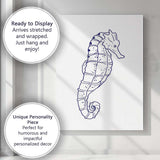 Minimalist Navy Blue Seahorse Coastal Line Art Canvas Wall Art Print Decor Picture Ready to Hang
