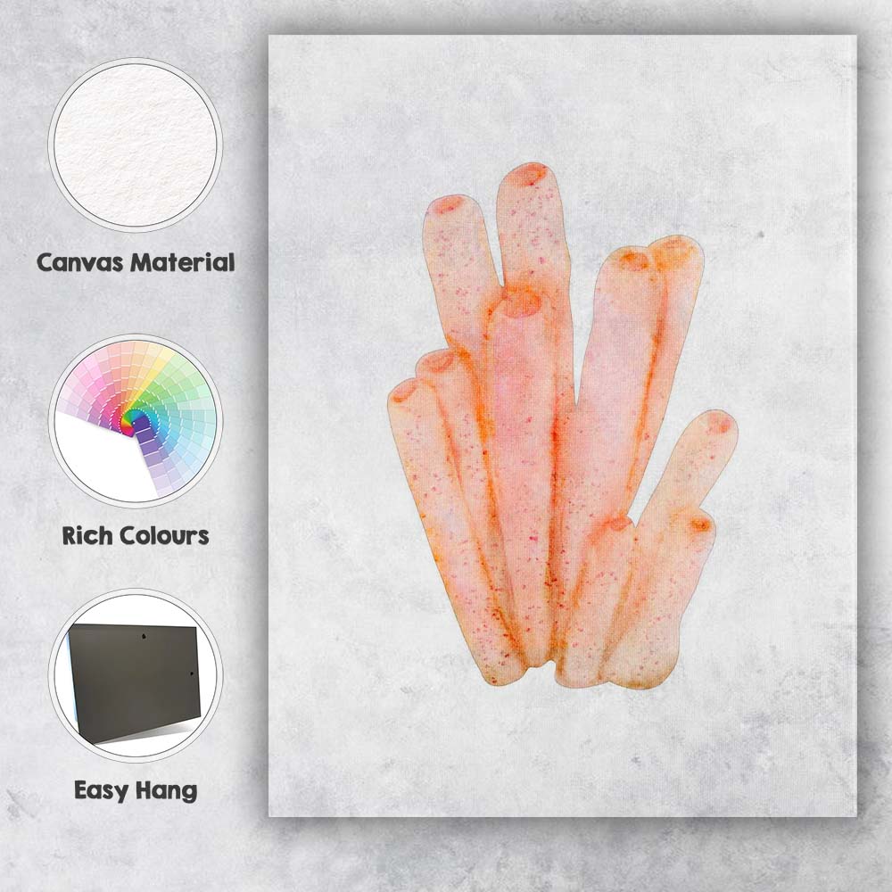 Pink Watercolour Tube Coral Coastal Illustration Canvas Wall Art Print Decor Picture Ready to Hang