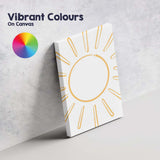 Minimalist Golden Yellow Sunshine Line Art Canvas Wall Art Print Decor Picture Ready to Hang