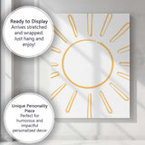 Minimalist Golden Yellow Sunshine Line Art Canvas Wall Art Print Decor Picture Ready to Hang