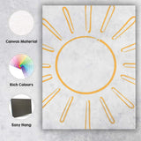 Minimalist Golden Yellow Sunshine Line Art Canvas Wall Art Print Decor Picture Ready to Hang