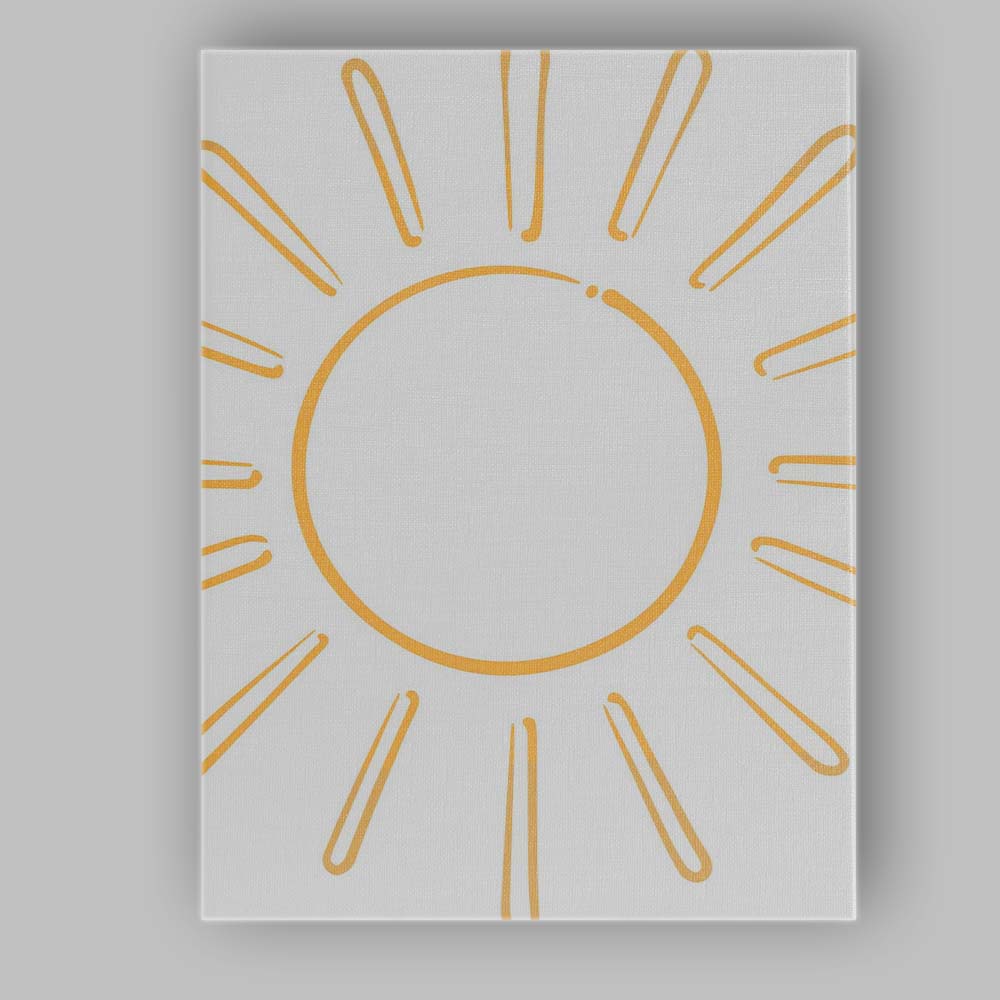 Minimalist Golden Yellow Sunshine Line Art Canvas Wall Art Print Decor Picture Ready to Hang