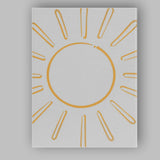 Minimalist Golden Yellow Sunshine Line Art Canvas Wall Art Print Decor Picture Ready to Hang