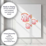 Pink Tropical Angelfish Family Watercolour Illustration Canvas Wall Art Print Decor Picture Ready to Hang